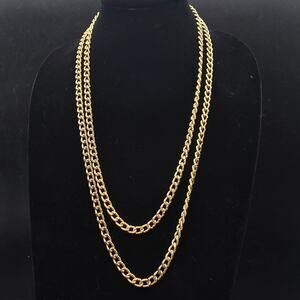 Monet Gold Tone Chain Necklace Long Layering Vintage Costume Jewelry
